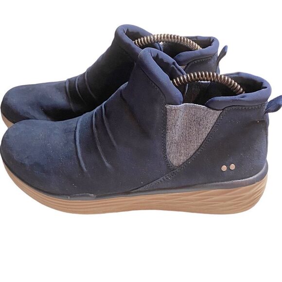 RYKA Niah Faux Suede Sz 10 Blue Slip-on Water Repellent Pleat Detail Ankle Boots - Picture 4 of 7